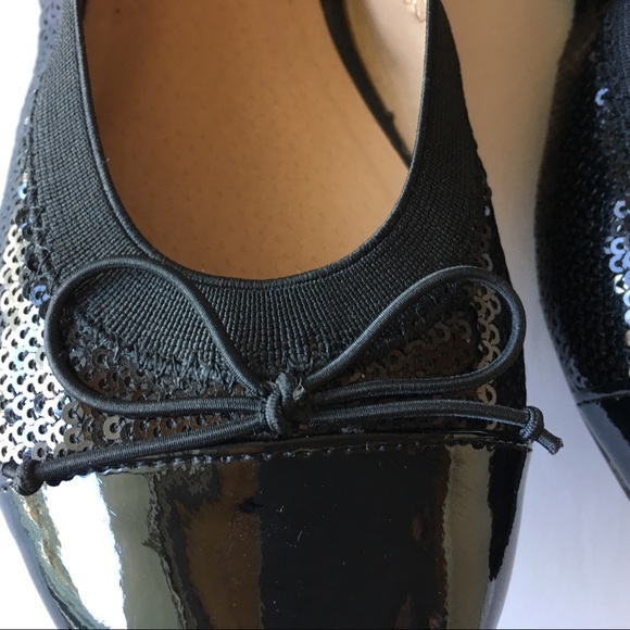 BP With Sequins Black Ballet Flats Bow Front SZ 8 - Picture 4 of 8